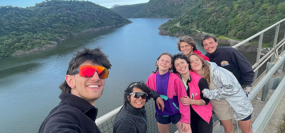 bikepackers stranded with an amazing background